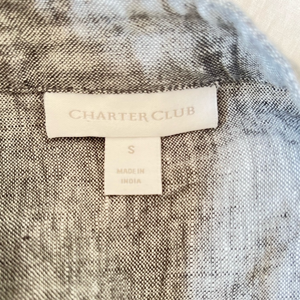 Charter Club 100% linen front tie blouse shirt size S - Picture 10 of 11